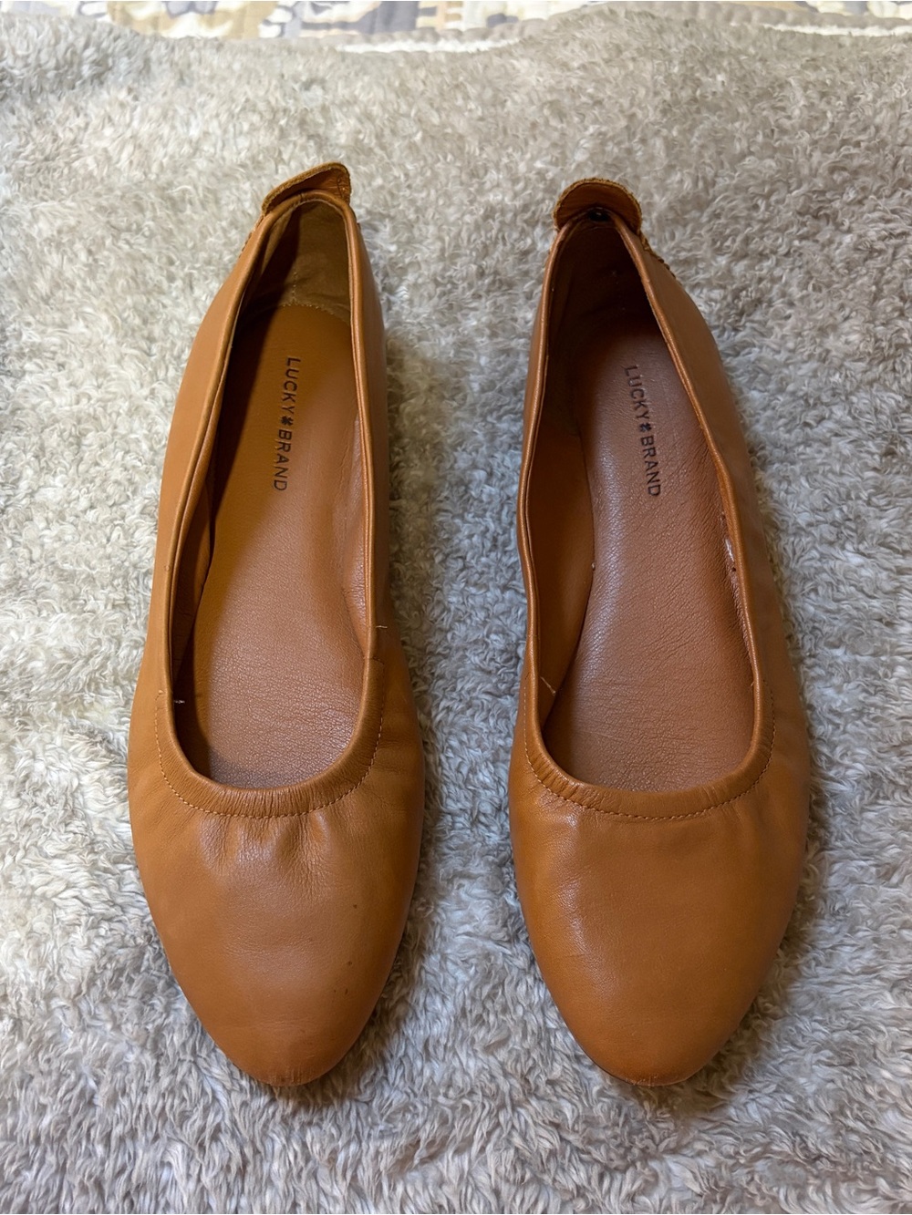 Lucky Brand Cognac Leather Ballet Flats